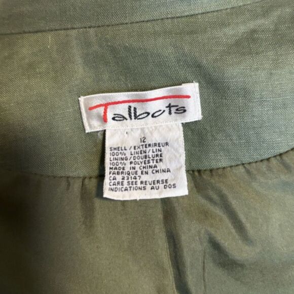 Talbots Green Linen Blazer Women’s Lightweight Tailored Jacket - Picture 5 of 5